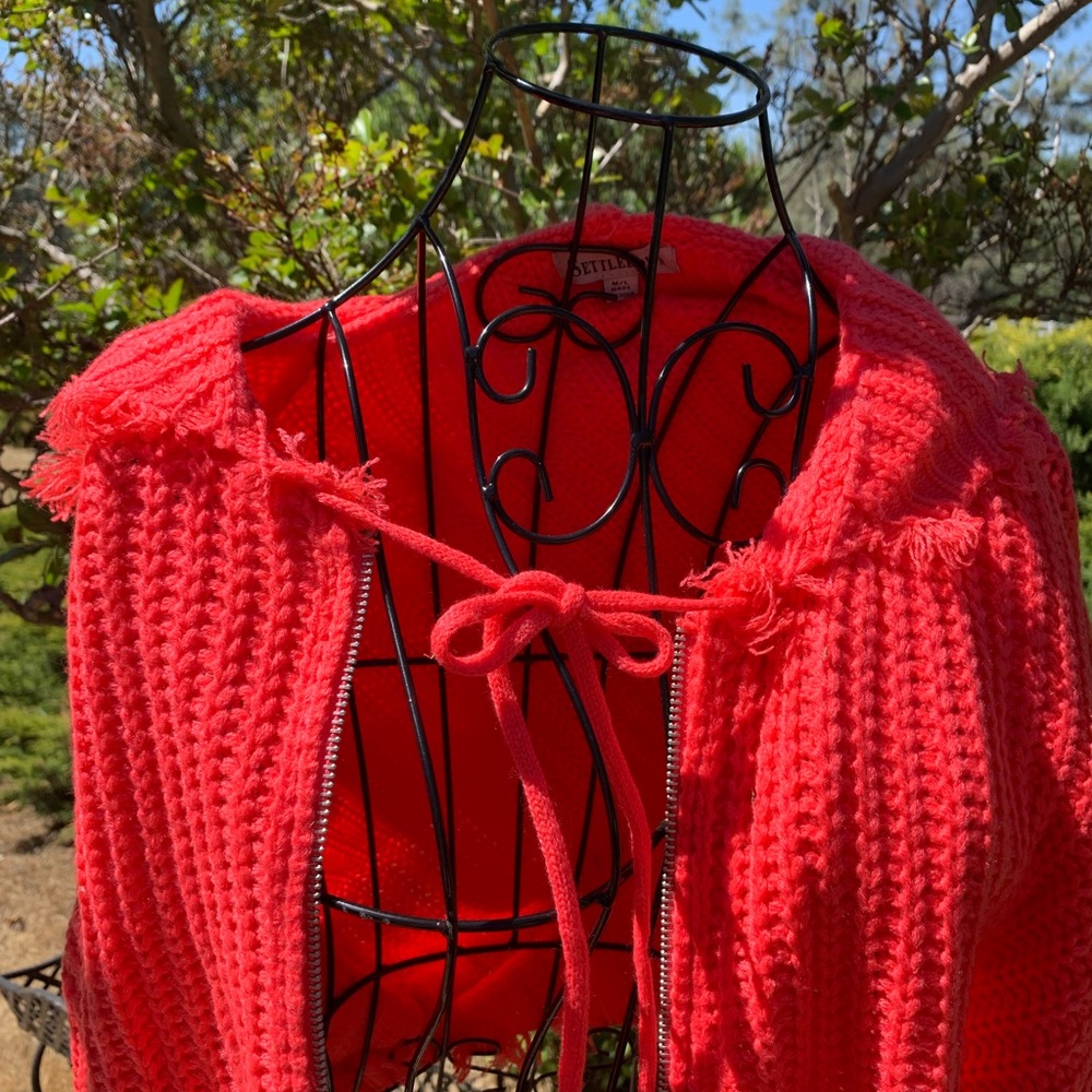 Settledown Chunky Knit orange zippered hoody Cardigan Sweater - Picture 3 of 11
